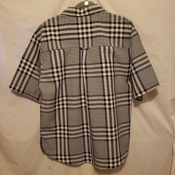 Numen Mens Sz L Blue White Plaid Short Sleeve Button Down Shirt - Picture 7 of 9
